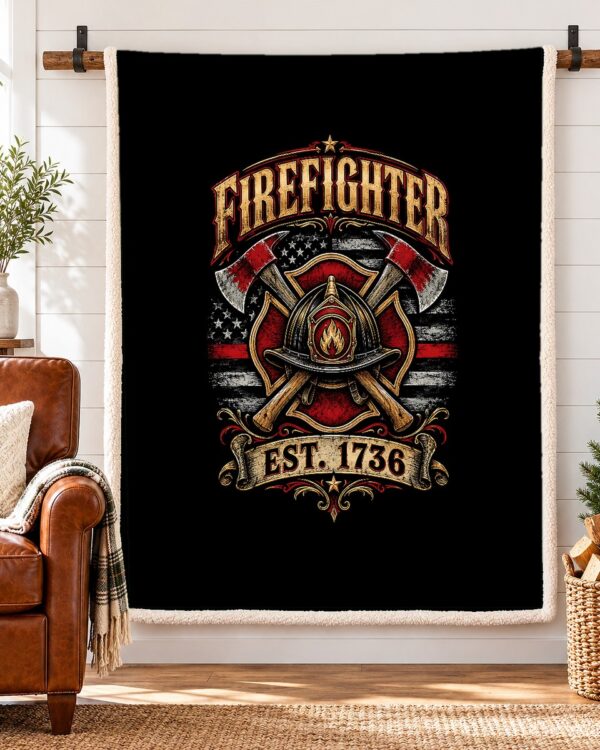 Firefighter Est. 1736 Sherpa Fleece Blanket