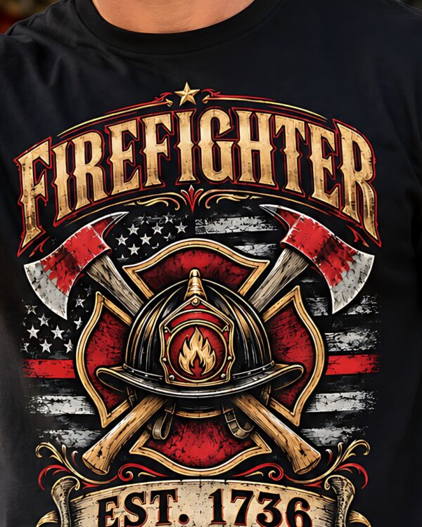 Firefighter Thin Red Line Est. 1736 Tee