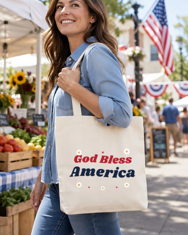 God Bless America Groovy Daisy Tote Bag