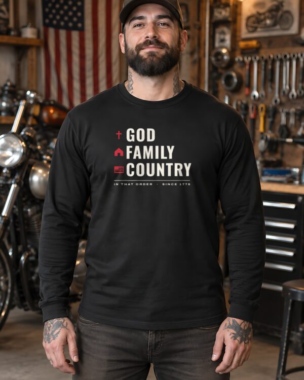 God Family Country Long Sleeve Tee