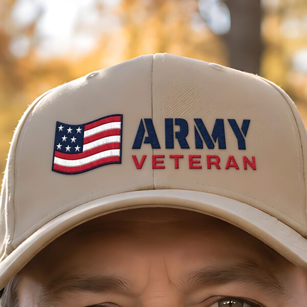 Army Veteran Flag Dad Hat, Khaki
