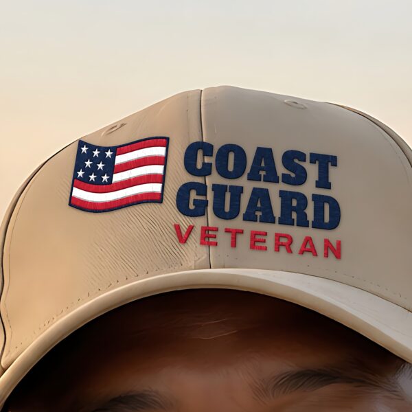 Coast Guard Veteran Flag Dad Hat, Khaki