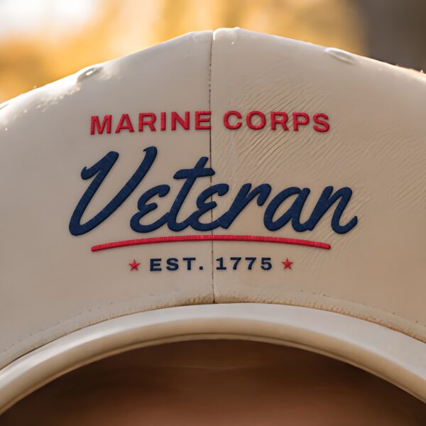 Marines Veteran Script Dad Hat, Khaki