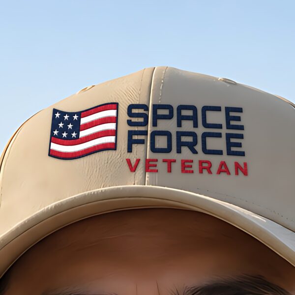Space Force Veteran Flag Dad Hat, Khaki