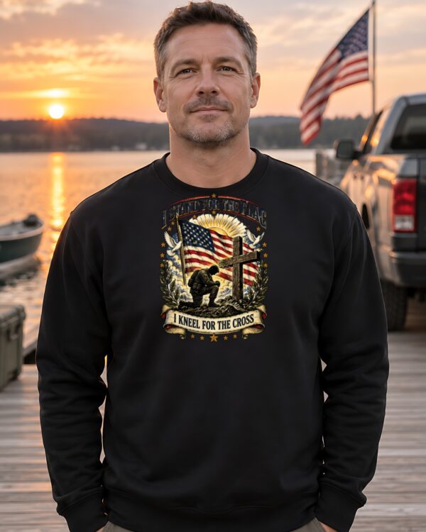 I Stand for the Flag, I Kneel for the Cross Crewneck Sweatshirt