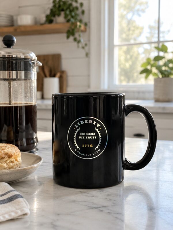 In God We Trust 1776 Coin Black Mug