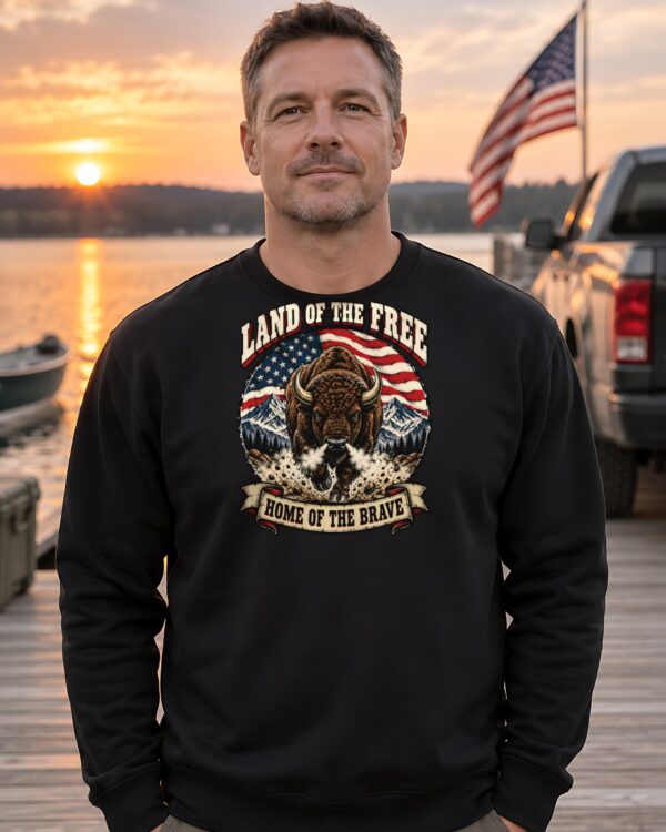 Land of the Free Bison Crewneck Sweatshirt