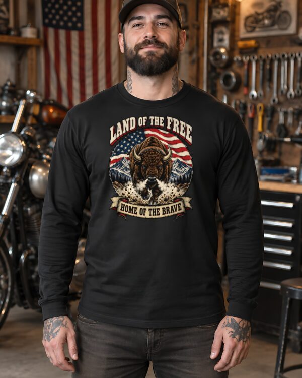 Land of the Free Bison Long Sleeve Tee