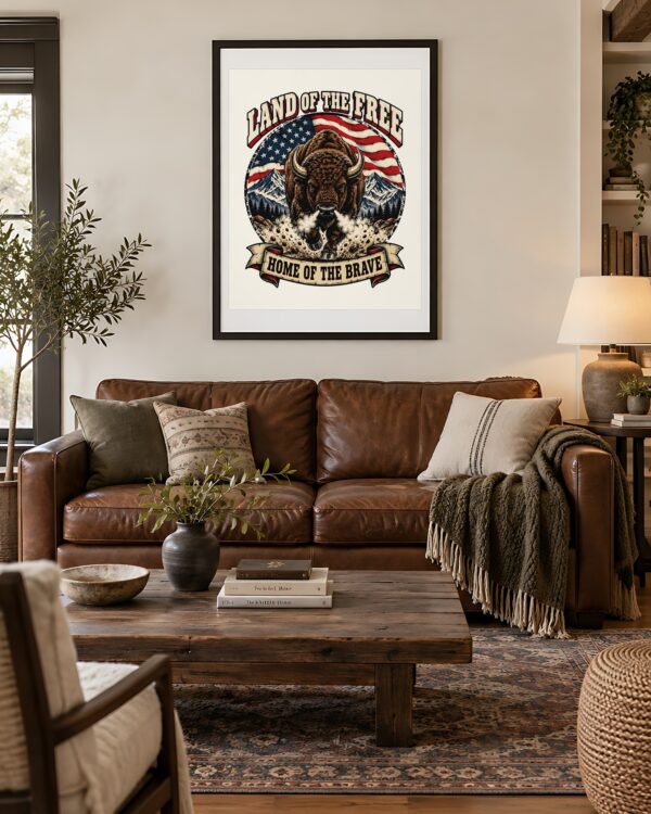 Land of the Free Bison Poster