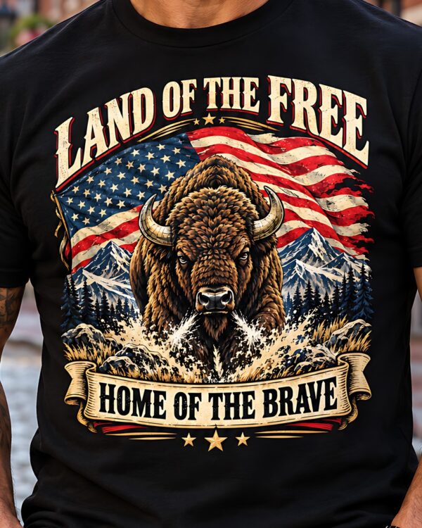 Land of the Free Bison Tee