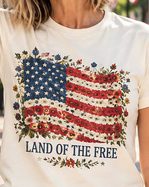 Land of the Free Wildflower Flag Tee