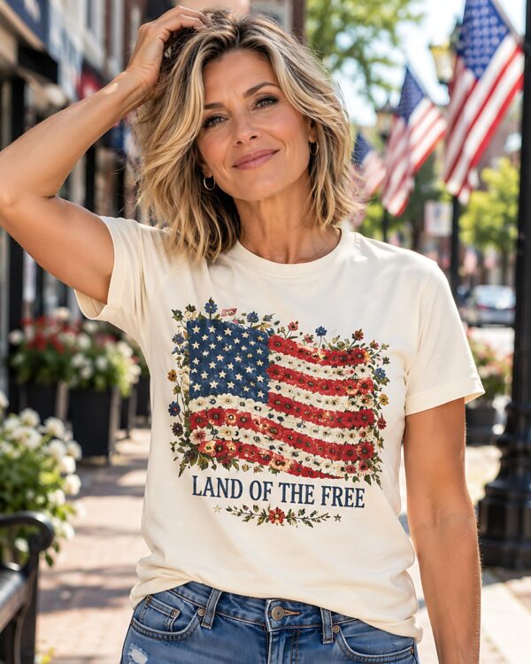 Land of the Free Wildflower Flag Tee