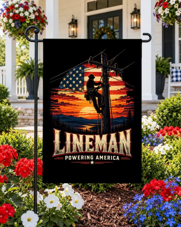 Lineman Powering America Garden Flag