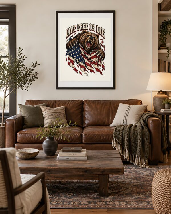 Live Free or Die Grizzly Poster