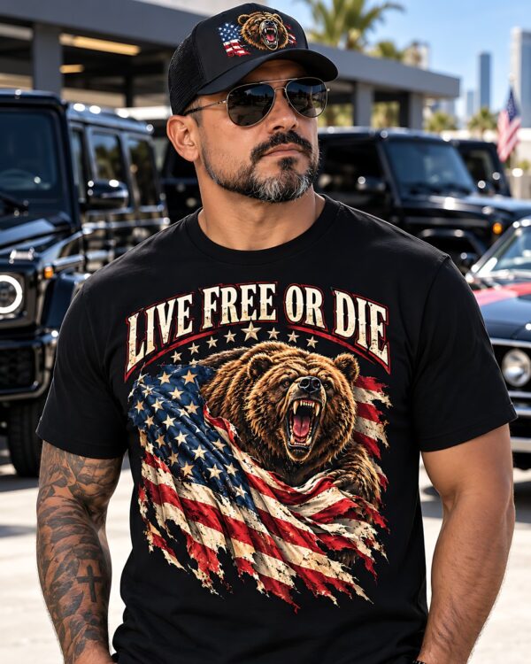 Live Free or Die Grizzly Tee