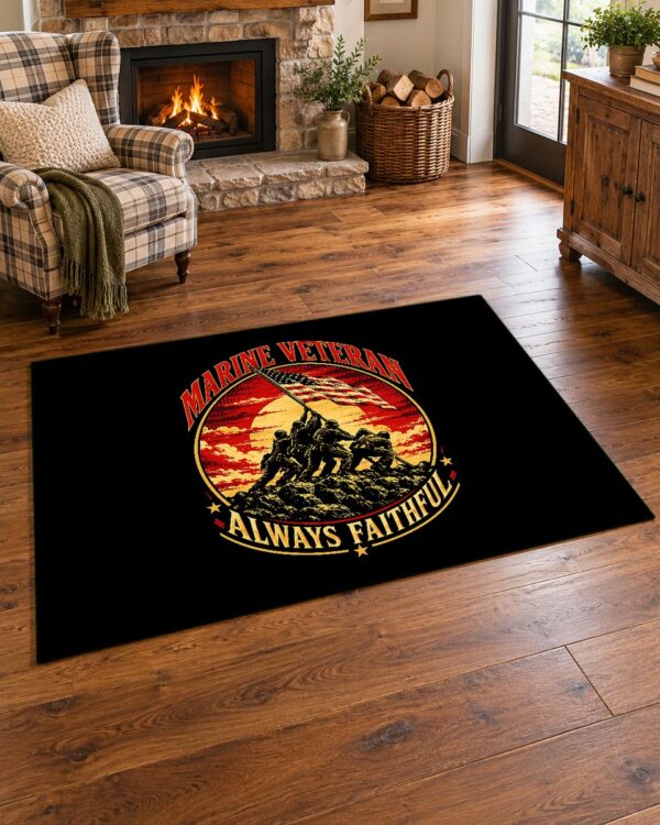 Marine Veteran Always Faithful Area Rug