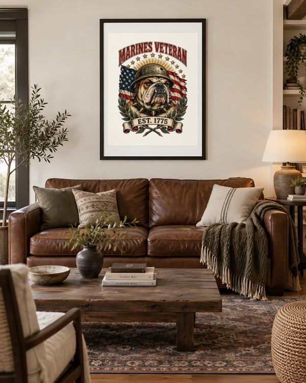 Marines Veteran Bulldog Poster