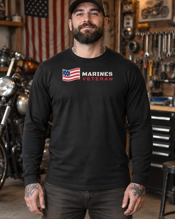 Marines Veteran Flag Long Sleeve Tee