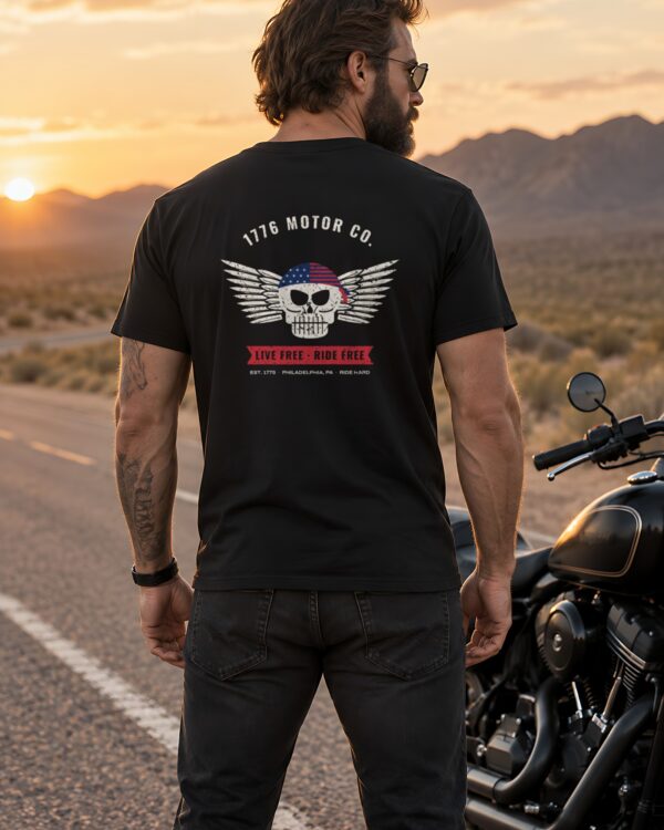 1776 Motor Co. Winged Skull Tee, Back Print