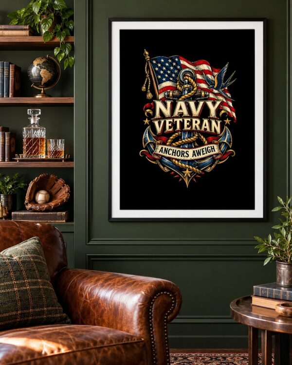 Navy Veteran Anchors Aweigh Poster