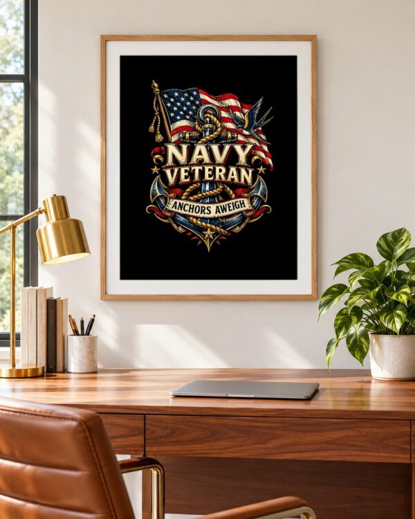 Navy Veteran Anchors Aweigh Poster