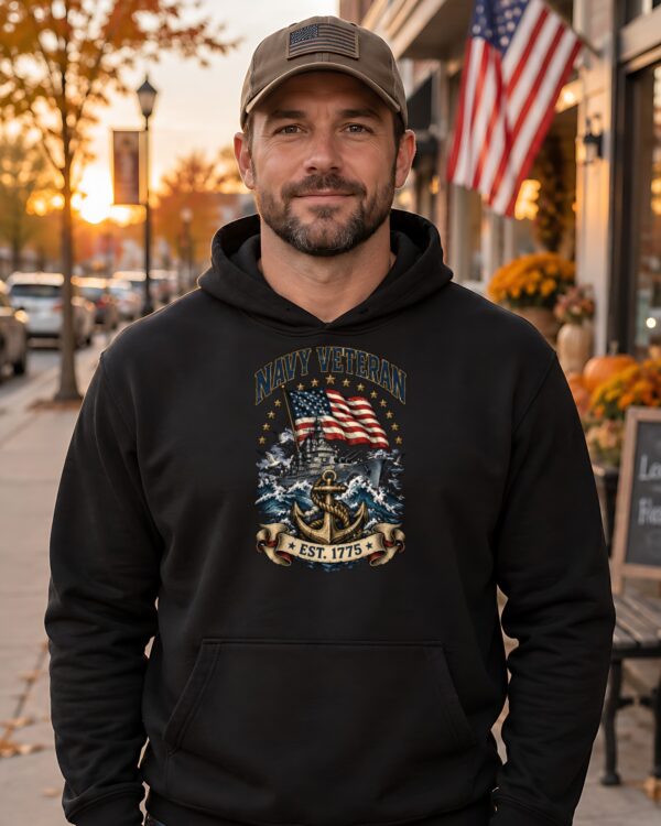 Navy Veteran Battleship & Anchor Hoodie