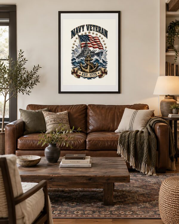 Navy Veteran Battleship & Anchor Poster
