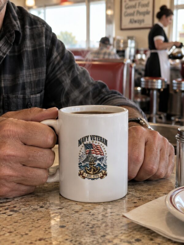 Navy Veteran Battleship & Anchor Mug