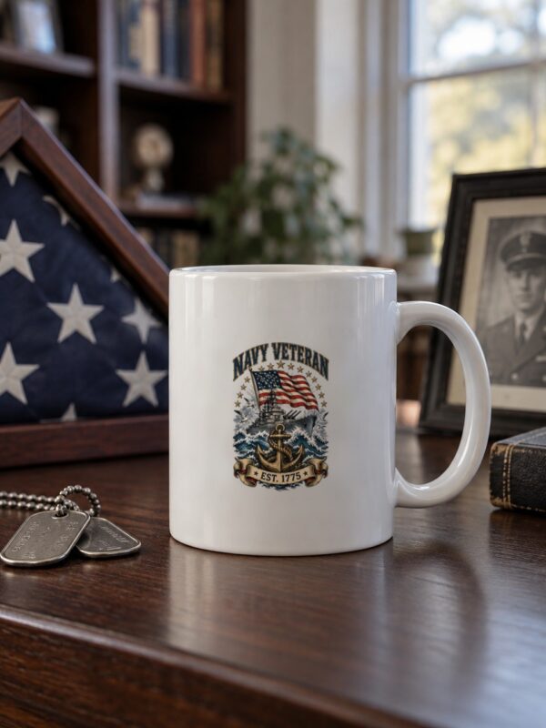 Navy Veteran Battleship & Anchor Mug