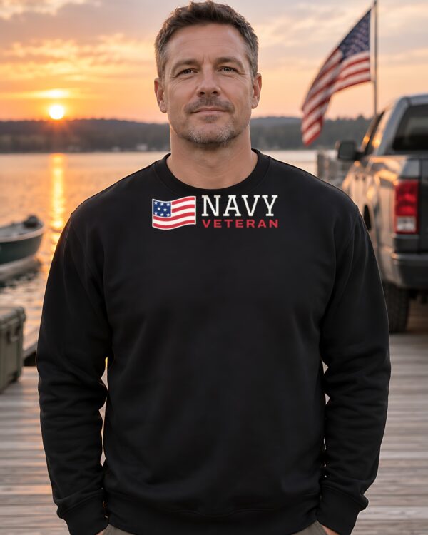 Navy Veteran Flag Crewneck Sweatshirt