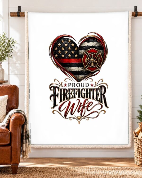 Proud Firefighter Wife Sherpa Fleece Blanket