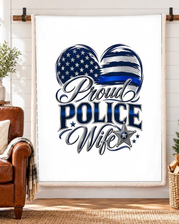 Proud Police Wife Sherpa Fleece Blanket