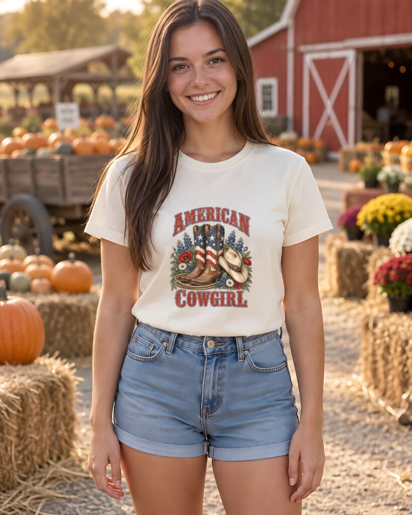 American Cowgirl Flag Boots Tee