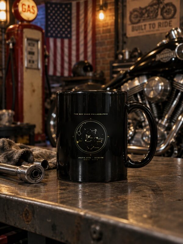 The Sky Over Philadelphia July 4 1776 Star Map Black Mug