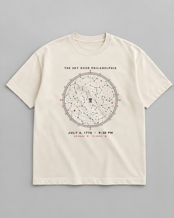 The Sky Over Philadelphia July 4 1776 Star Map Tee