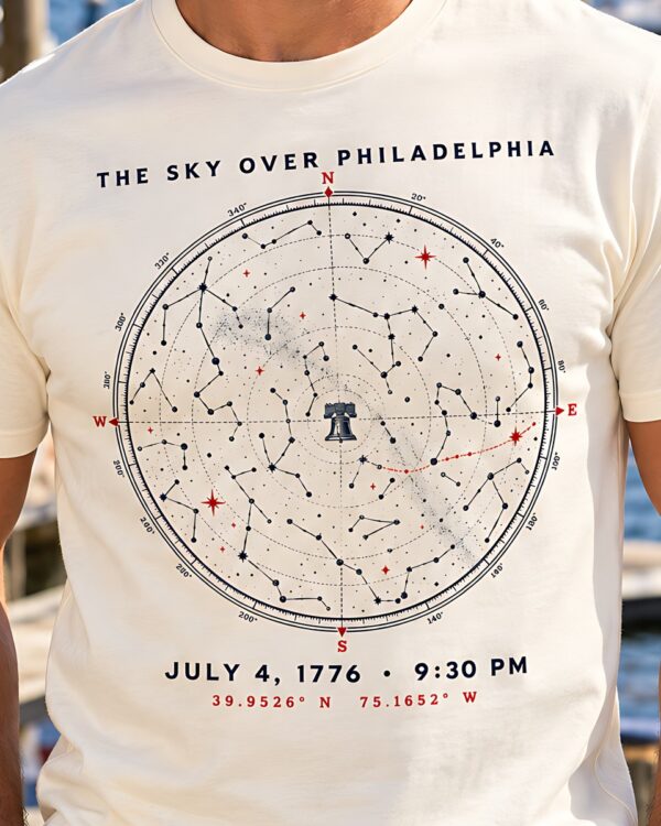 The Sky Over Philadelphia July 4 1776 Star Map Tee