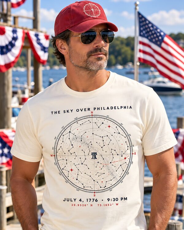 The Sky Over Philadelphia July 4 1776 Star Map Tee