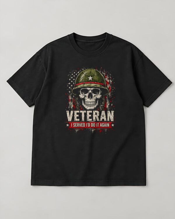 Veteran Helmet Skull I Served I’d Do It Again Tee