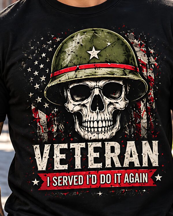 Veteran Helmet Skull I Served I’d Do It Again Tee