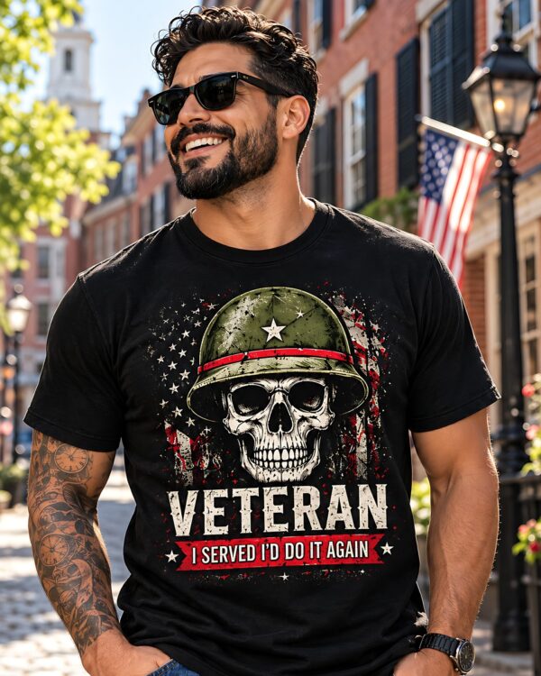Veteran Helmet Skull I Served I’d Do It Again Tee