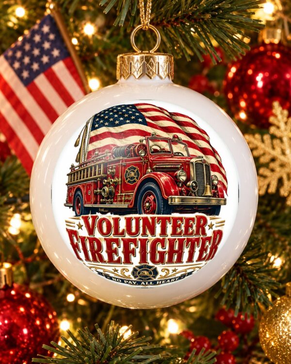 Volunteer Firefighter Globe Christmas Ornament