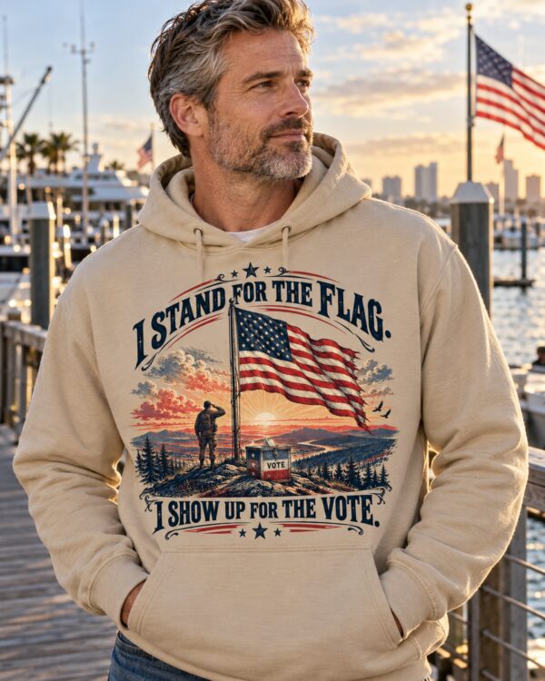 I Stand for the Flag I Show Up for the Vote Men's Hoodie