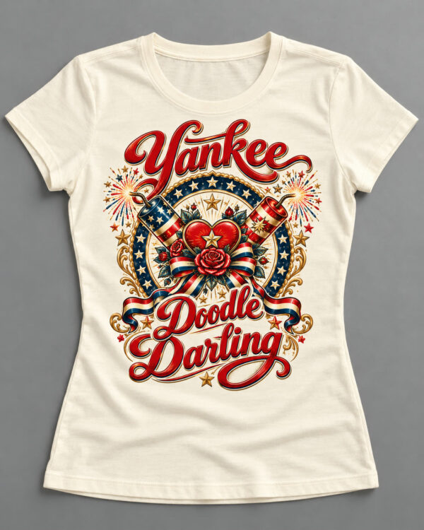 Yankee Doodle Darling Heart & Rose Tee, Ivory